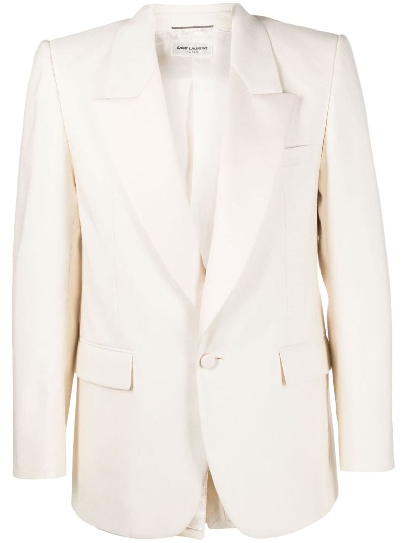 White Single-breasted Silk Blazer