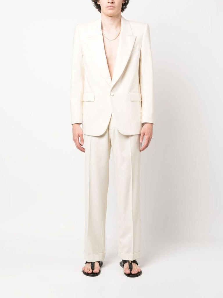 White Single-breasted Silk Blazer
