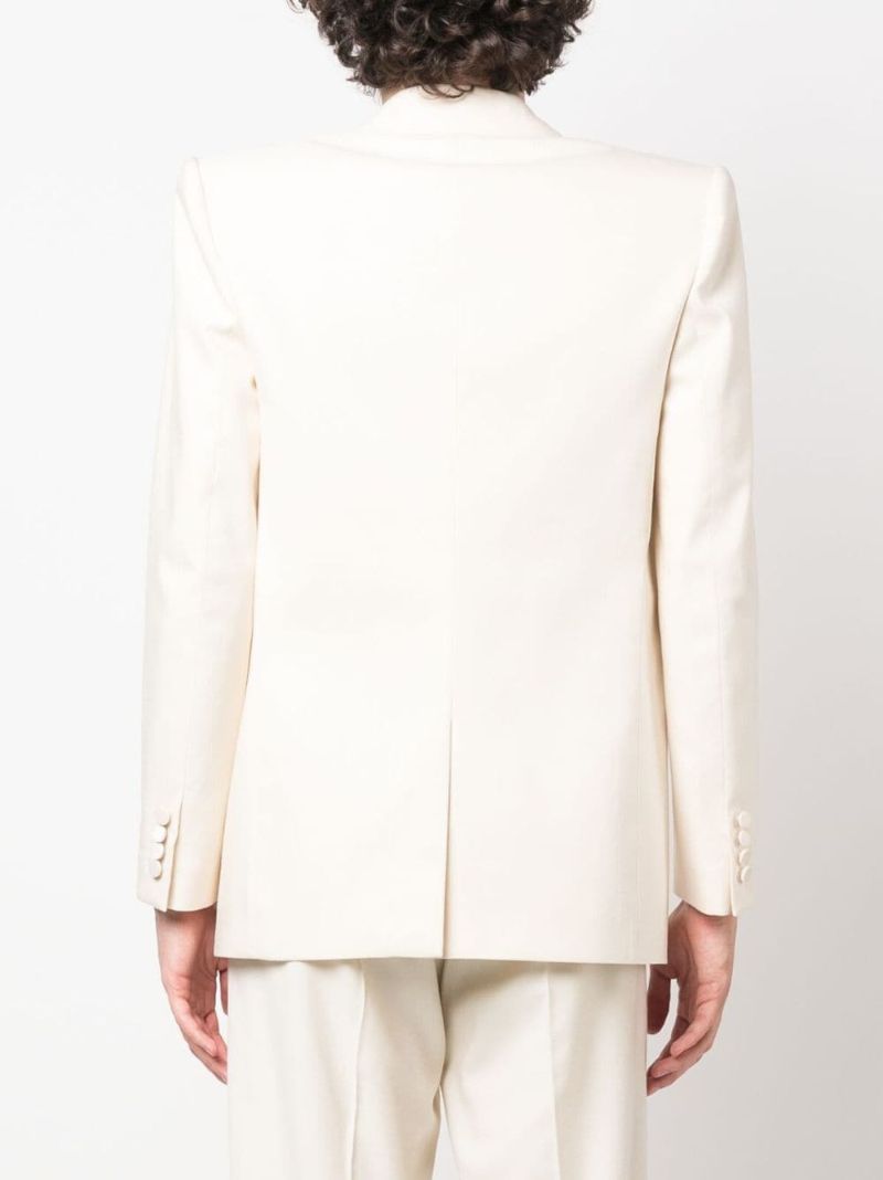 White Single-breasted Silk Blazer