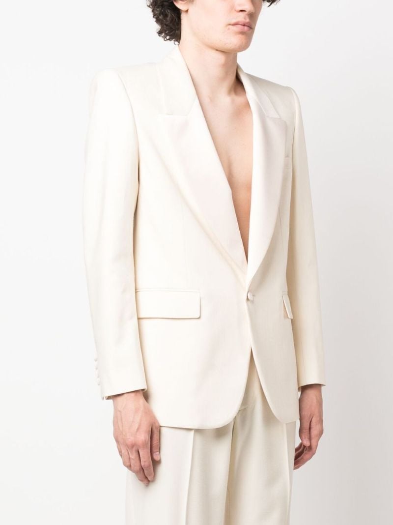 White Single-breasted Silk Blazer