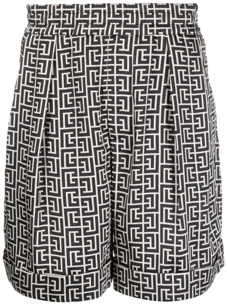 Black Monogram-print Bermuda Shorts