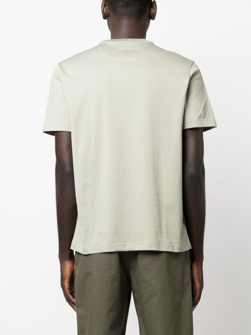 Green Logo Embroidered Cotton T-shirt