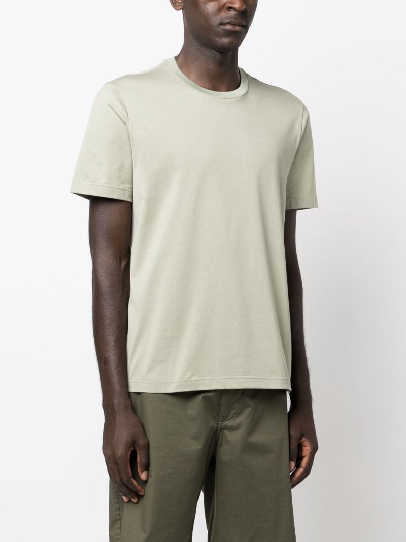 Green Logo Embroidered Cotton T-shirt