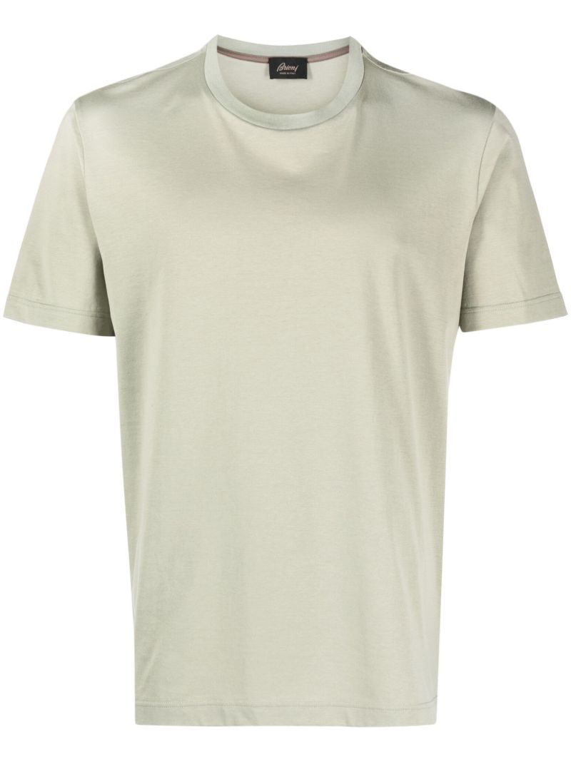 Green Logo Embroidered Cotton T-shirt