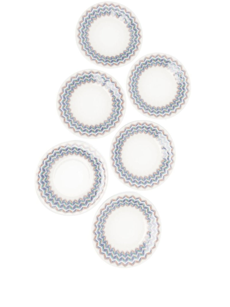 White Zig Zag Jarris 148 Porcelain Bread Plate Set