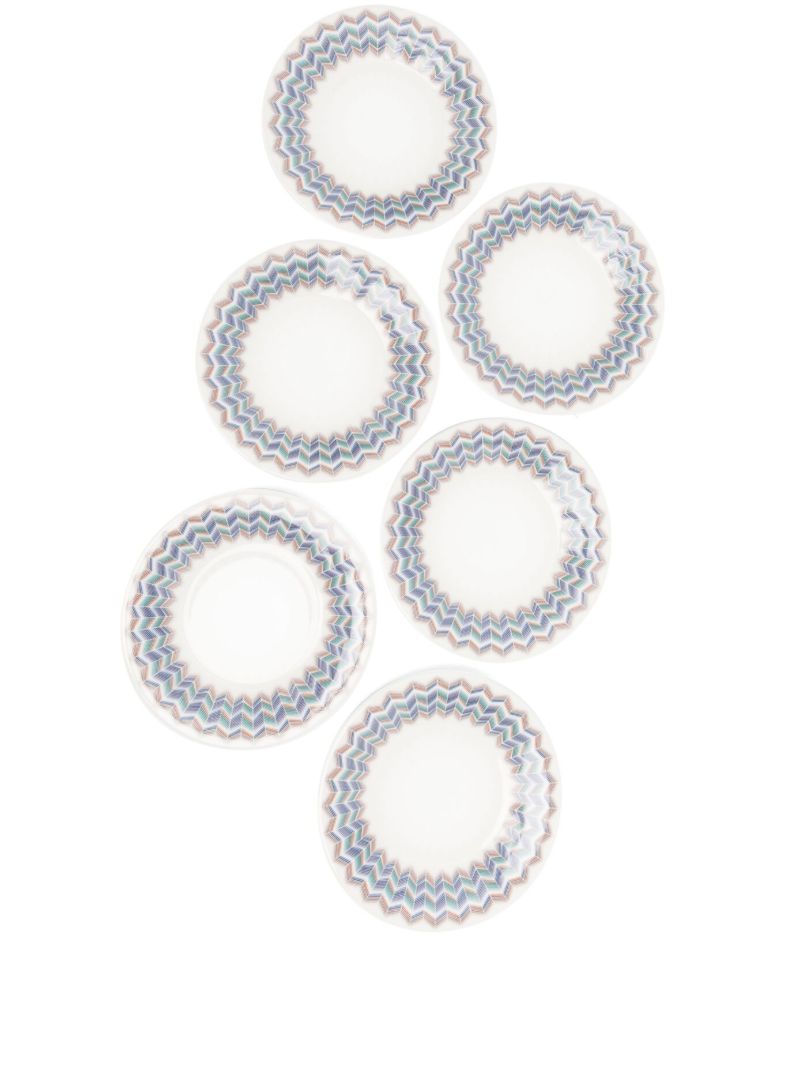 White Zig Zag Jarris 148 Porcelain Bread Plate Set