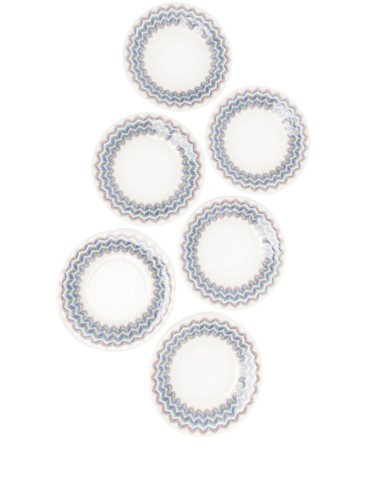 White Zig Zag Jarris 148 Porcelain Bread Plate Set