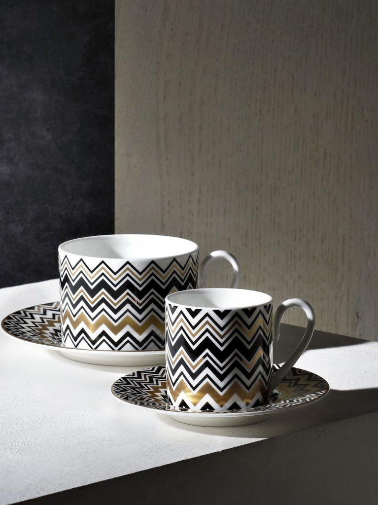 Gold-tone Zig-zag Teacup Set