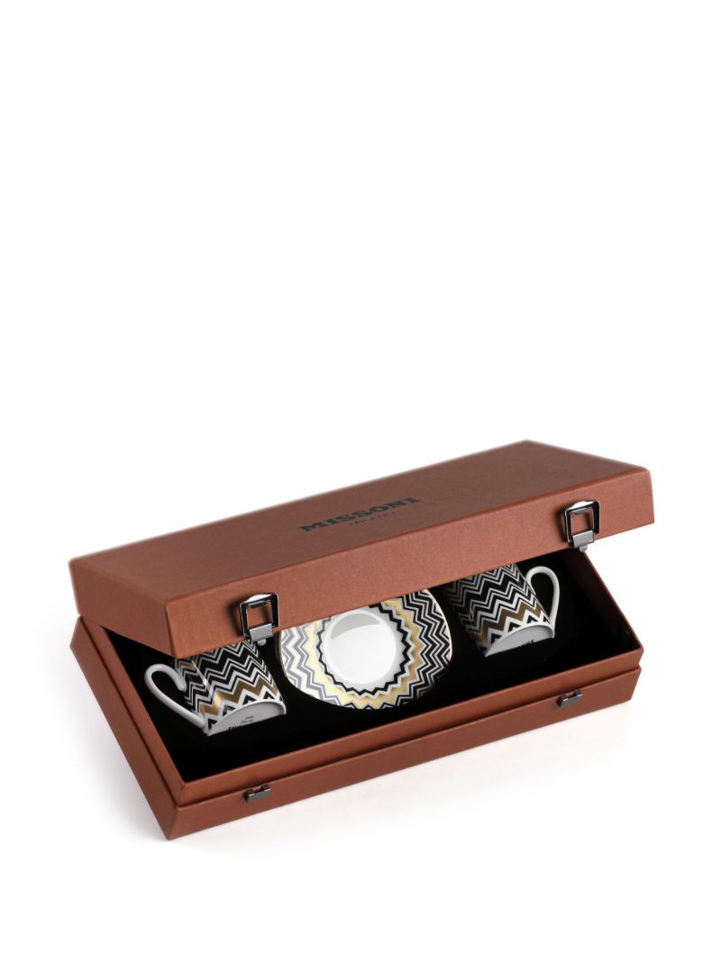 Gold-tone Zig-zag Coffee Cup Set