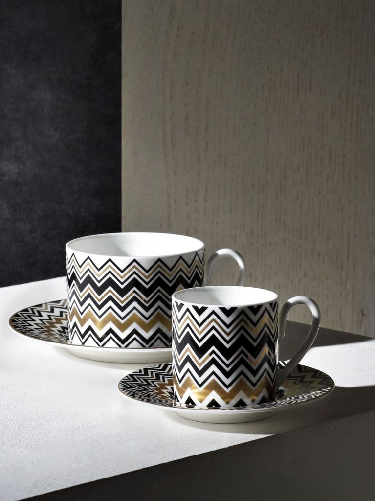 Gold-tone Zig-zag Coffee Cup Set