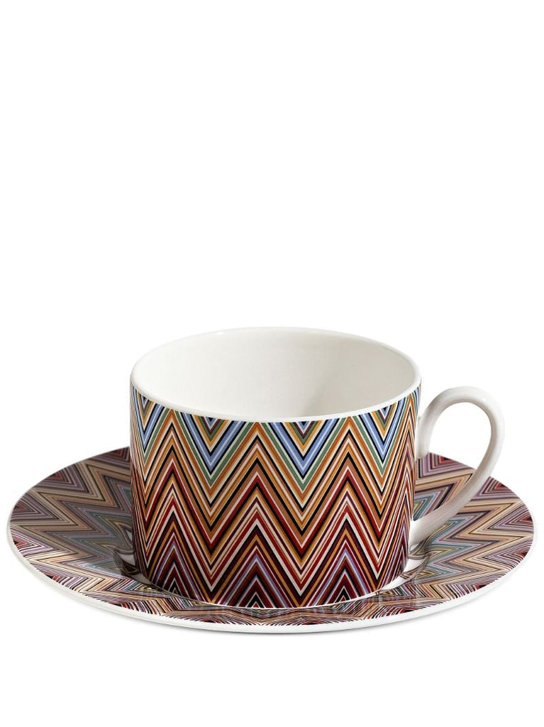 Multicolour Jarris Zig-zag Porcelain Tea Set