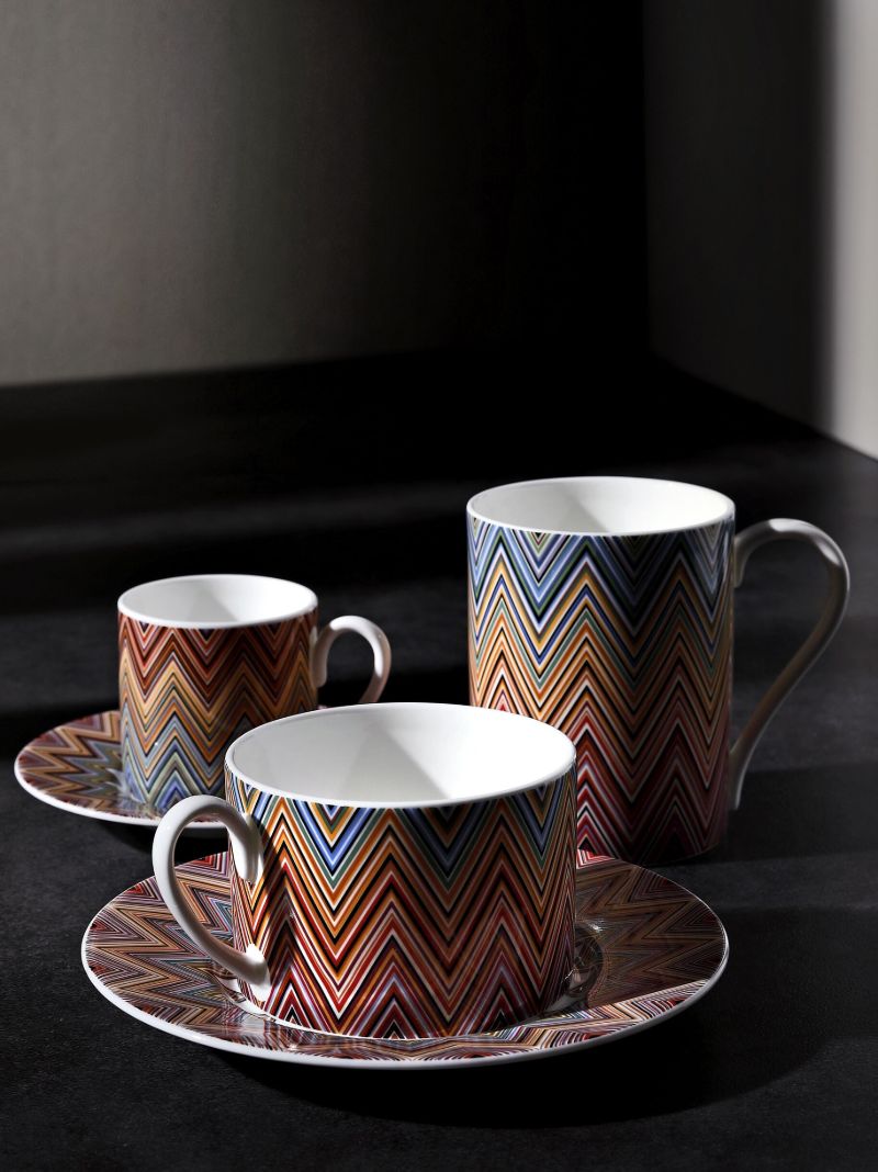 Multicolour Jarris Zig-zag Porcelain Tea Set