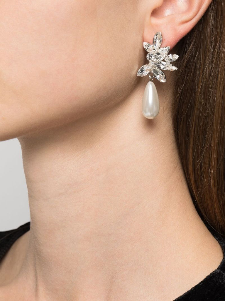 Silver-tone Rylee Crystal and Faux-pearl Drop Earrings