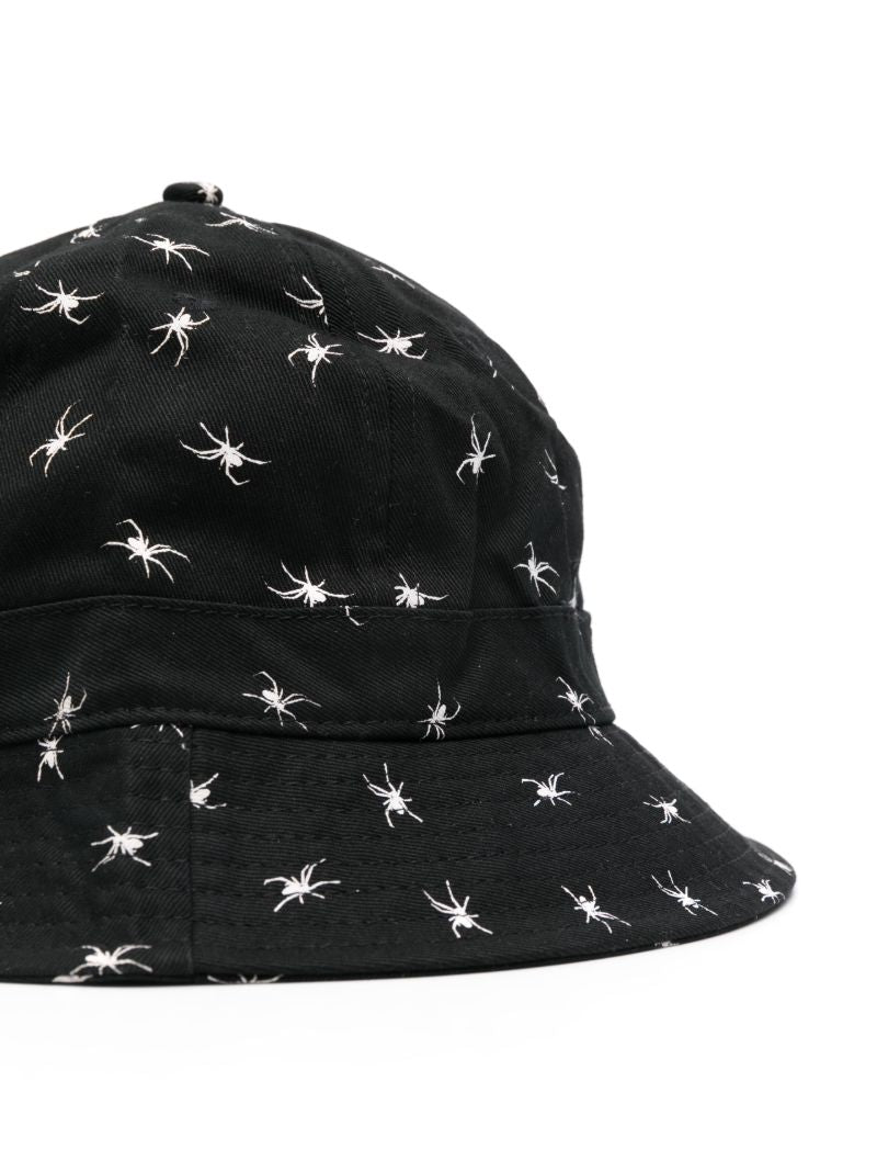 Black Spider Print Bucket Hat
