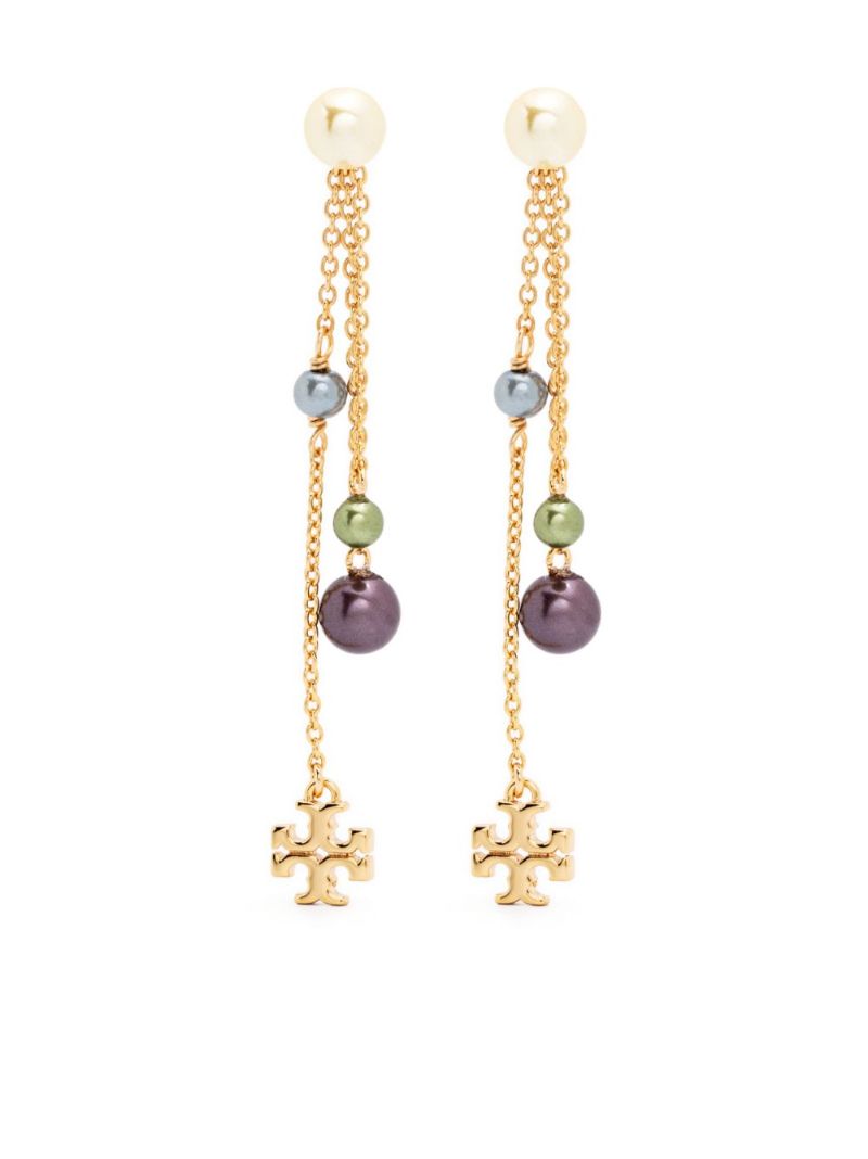 Gold-tone Kira Pearl Linear Drop Earrings
