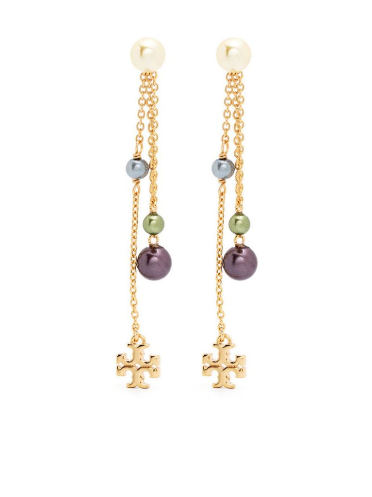 Gold-tone Kira Pearl Linear Drop Earrings