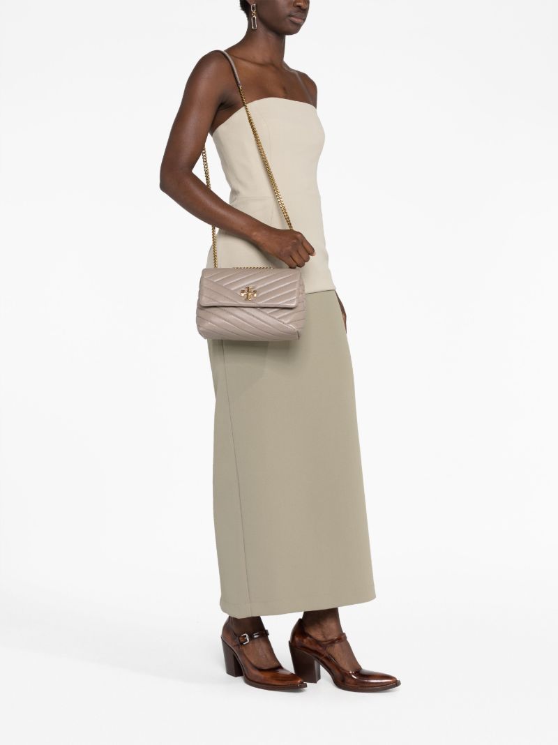 Grey Small Kira Quilted Shoulder Bag