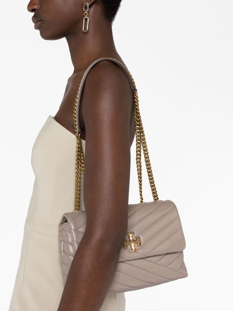 Grey Small Kira Quilted Shoulder Bag
