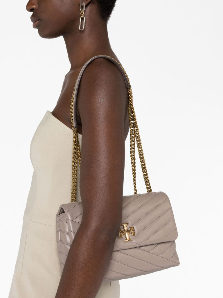 Grey Small Kira Quilted Shoulder Bag