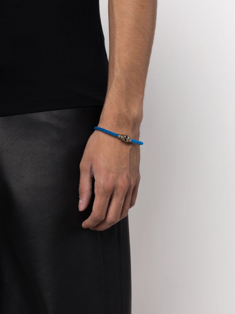 Blue Skull Cord Leather Bracelet