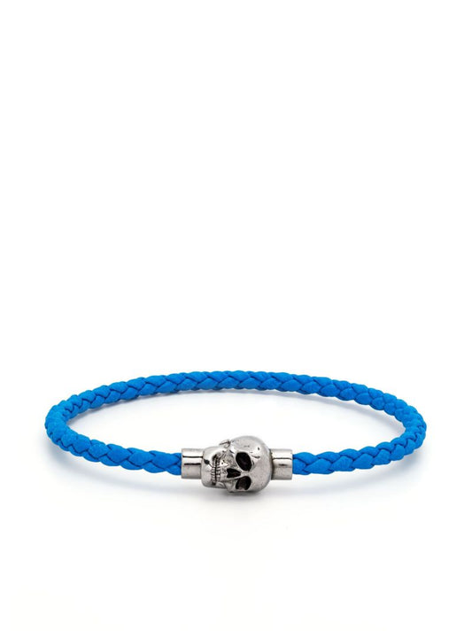 Blue Skull Cord Leather Bracelet