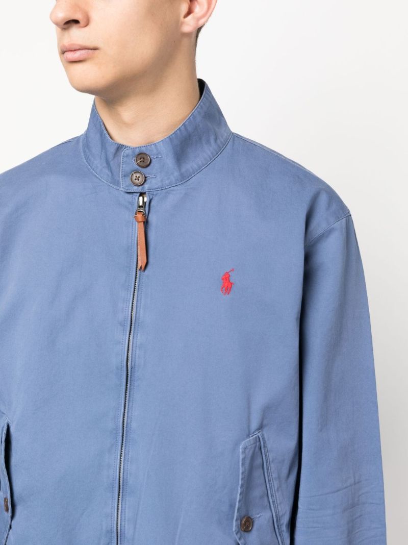 Blue Logo Embroidered Bomber Jacket