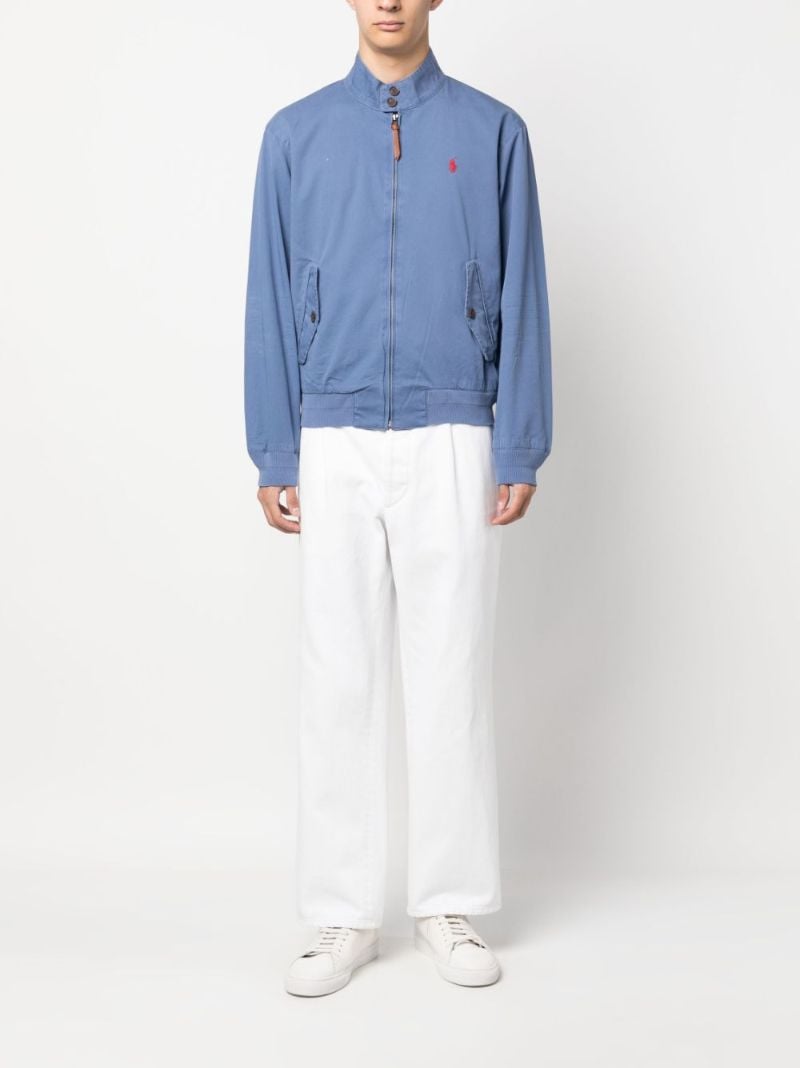 Blue Logo Embroidered Bomber Jacket