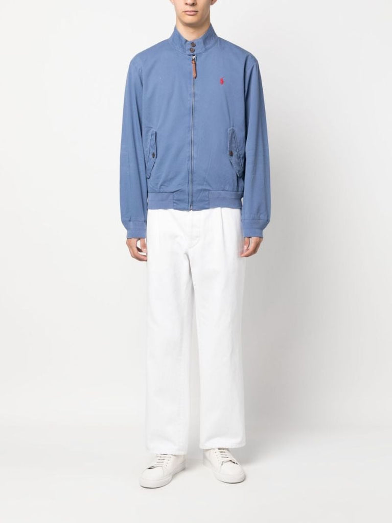 Blue Logo Embroidered Bomber Jacket