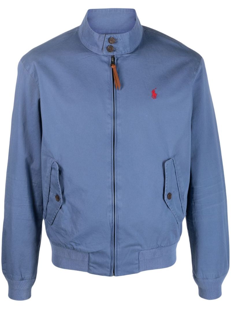 Blue Logo Embroidered Bomber Jacket