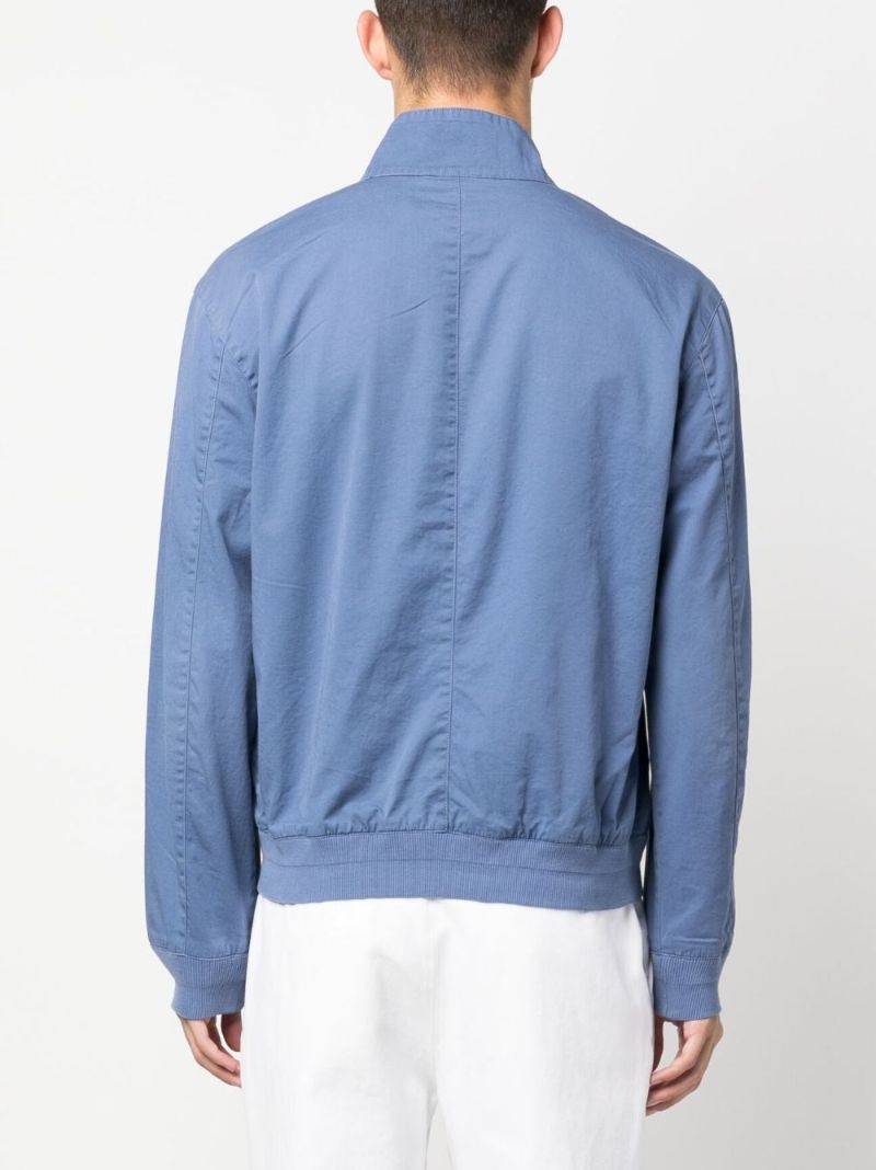 Blue Logo Embroidered Bomber Jacket