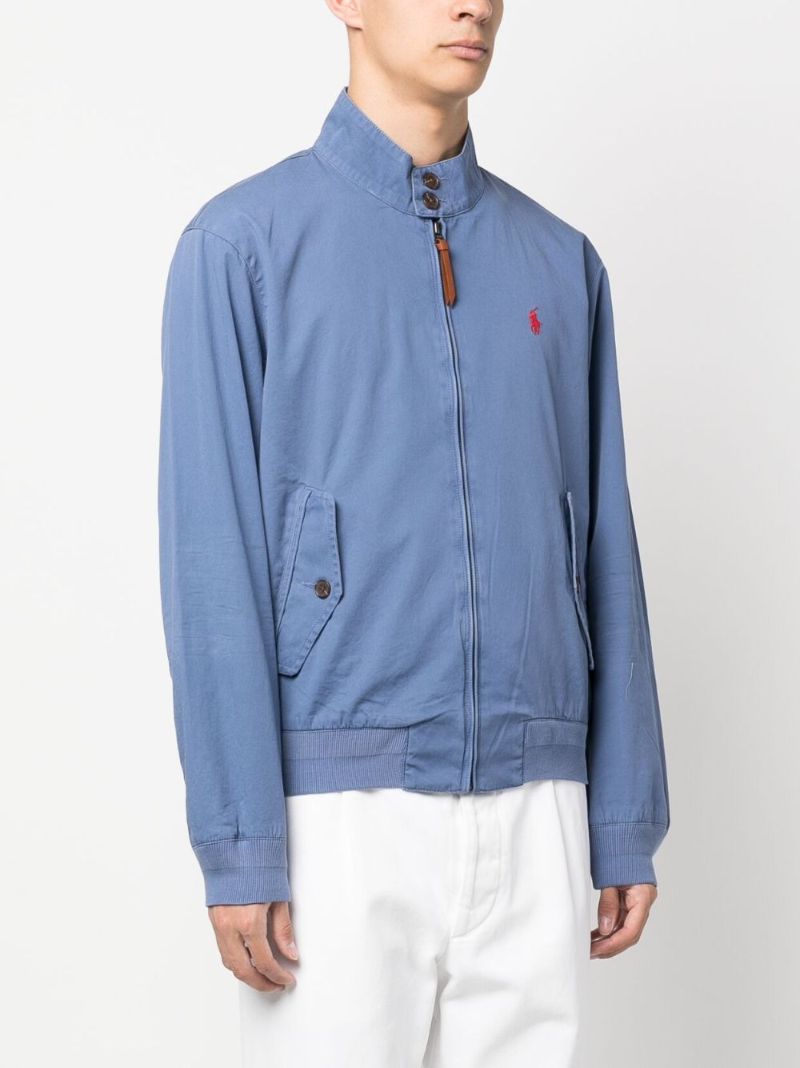Blue Logo Embroidered Bomber Jacket