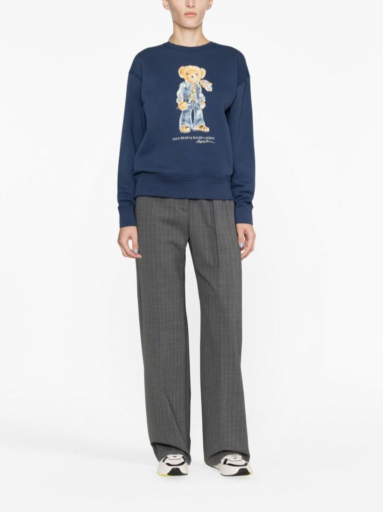Blue Bear-print Sweatshirt