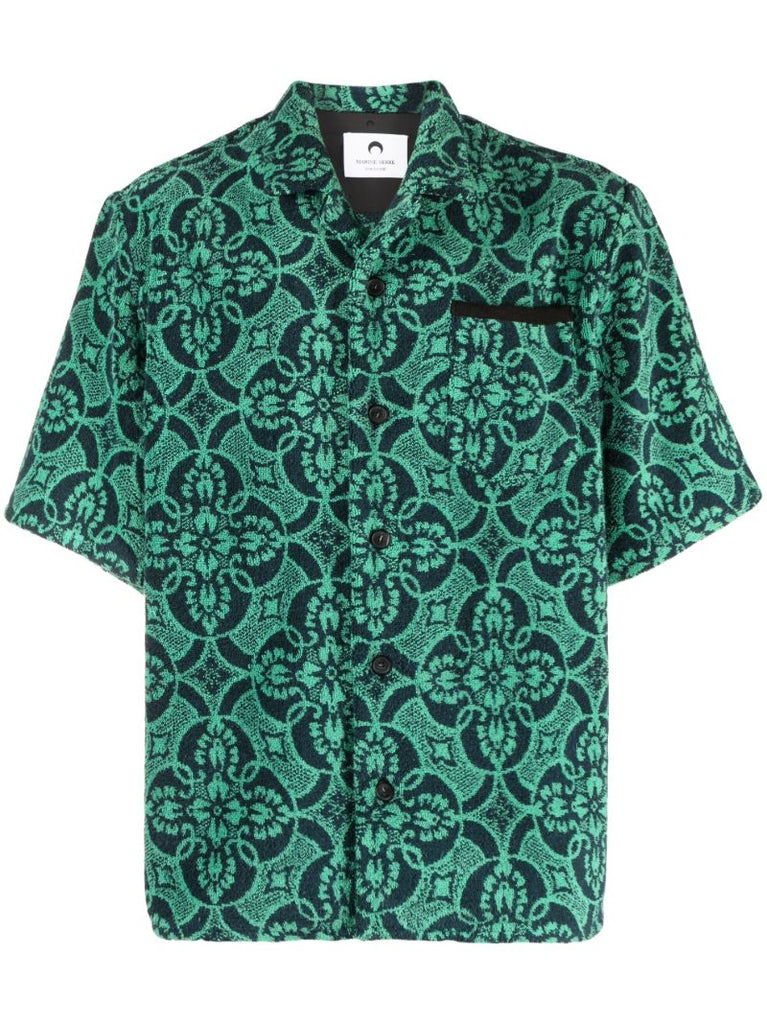Green Oriental Towel Bowling Shirt