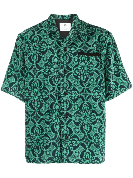Green Oriental Towel Bowling Shirt