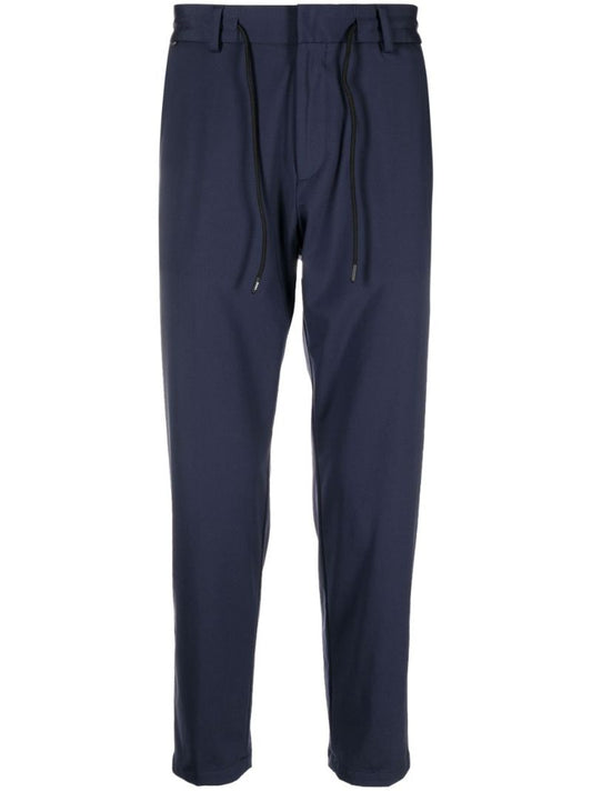 Blue Drawstring Straight-leg Trousers