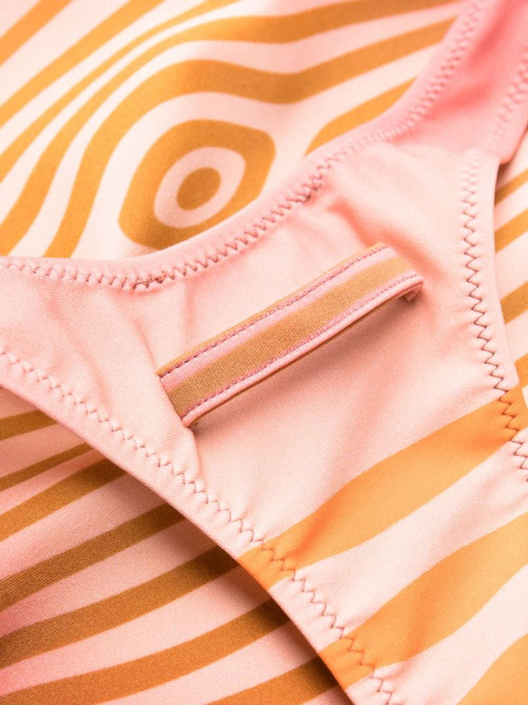 Orange Striped Racerback Swimsuit