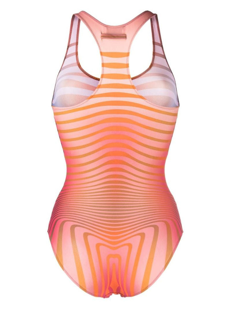 Orange Striped Racerback Swimsuit