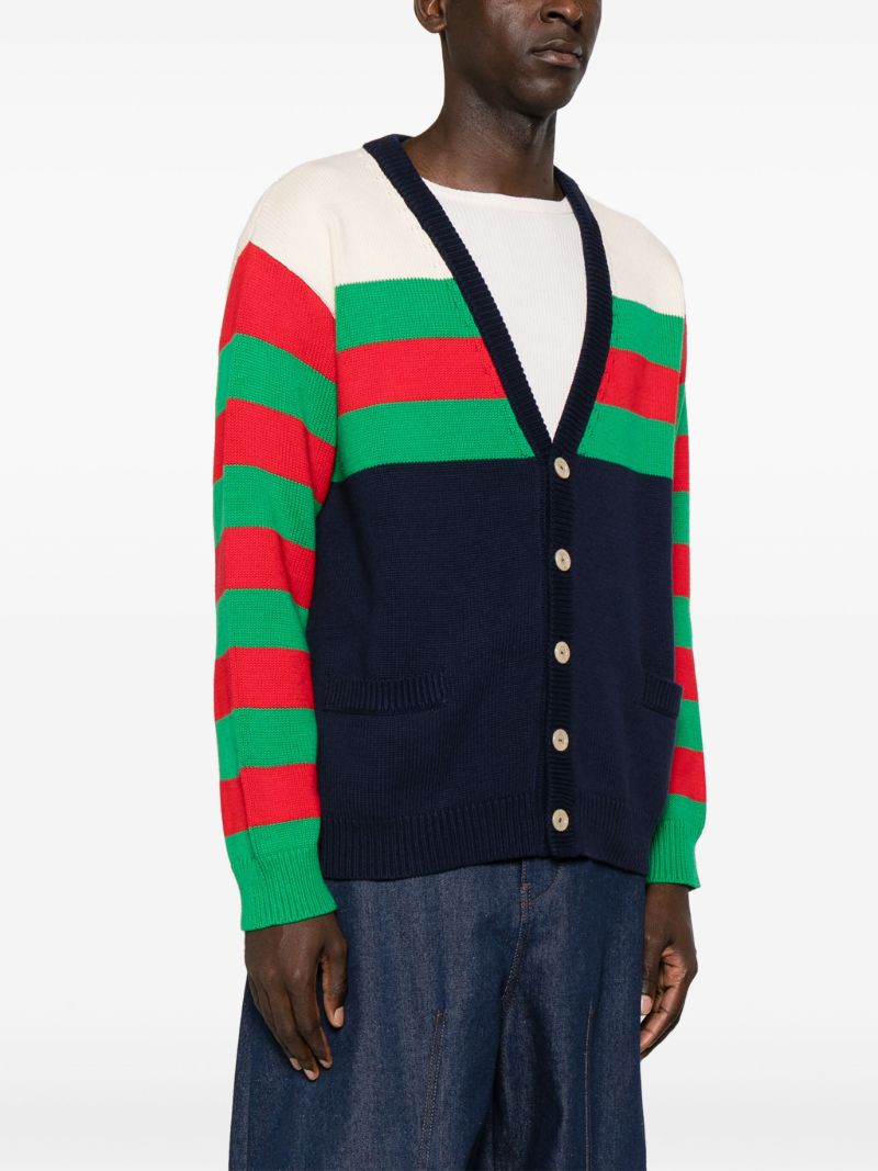 Blue Web Stripe Wool Cardigan