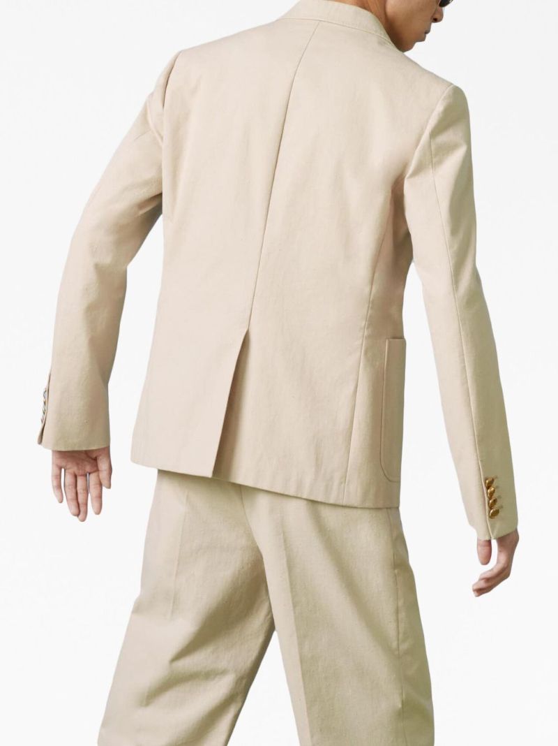 Neutral Single-breasted Cotton Blazer