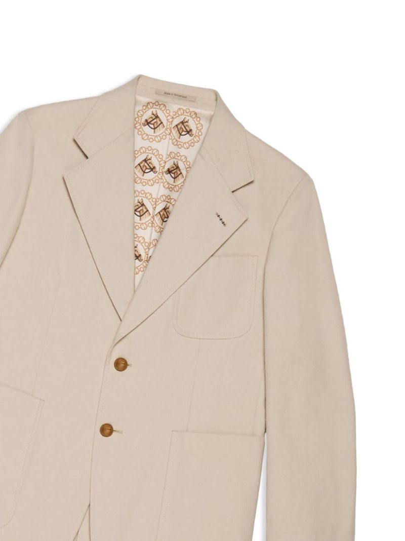 Neutral Single-breasted Cotton Blazer