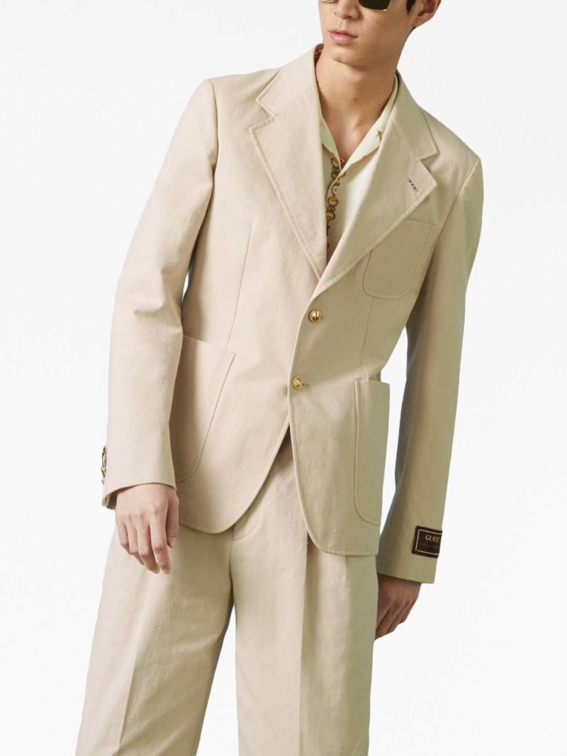 Neutral Single-breasted Cotton Blazer