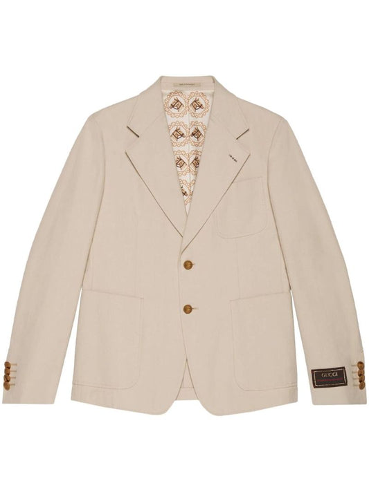Neutral Single-breasted Cotton Blazer