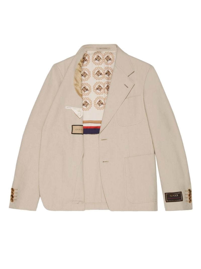 Neutral Single-breasted Cotton Blazer