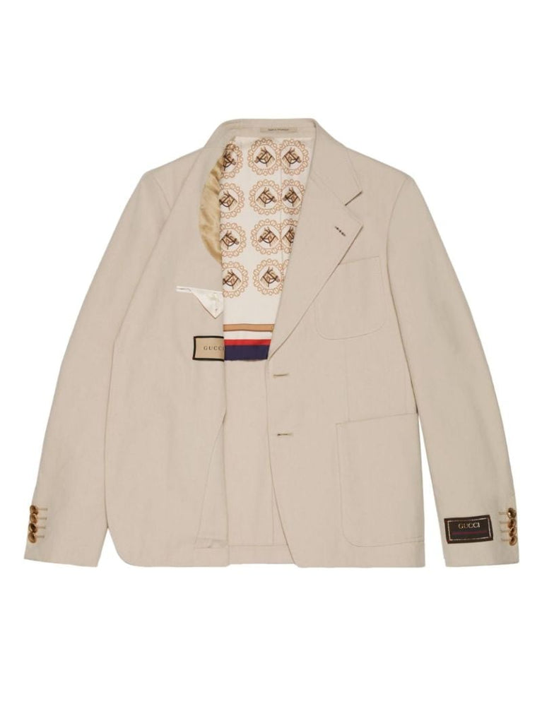 Neutral Single-breasted Cotton Blazer