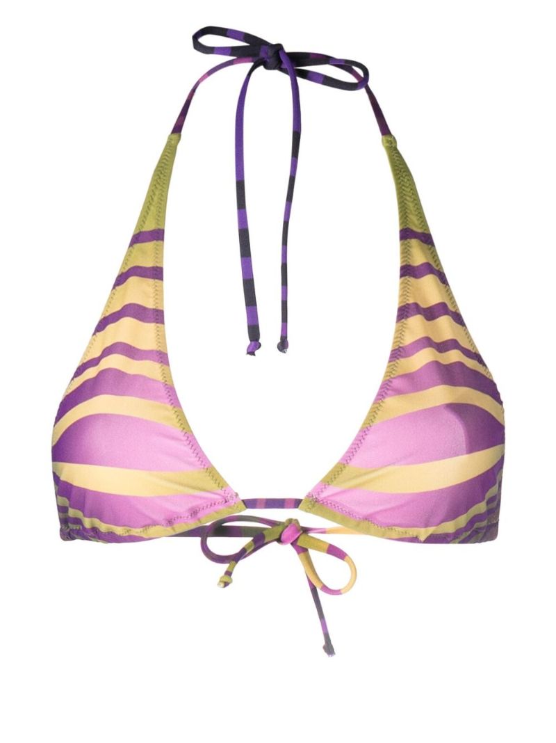 Green Printed Triangle Bikini Top
