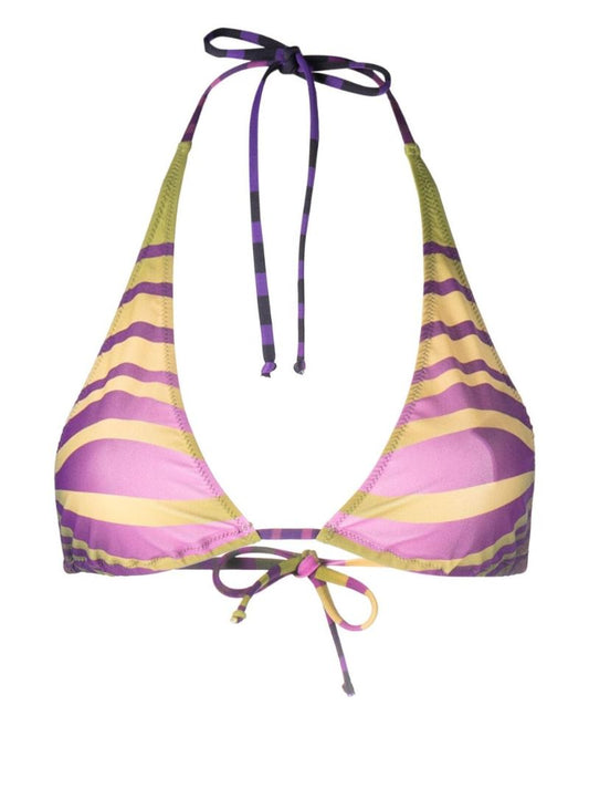 Green Printed Triangle Bikini Top