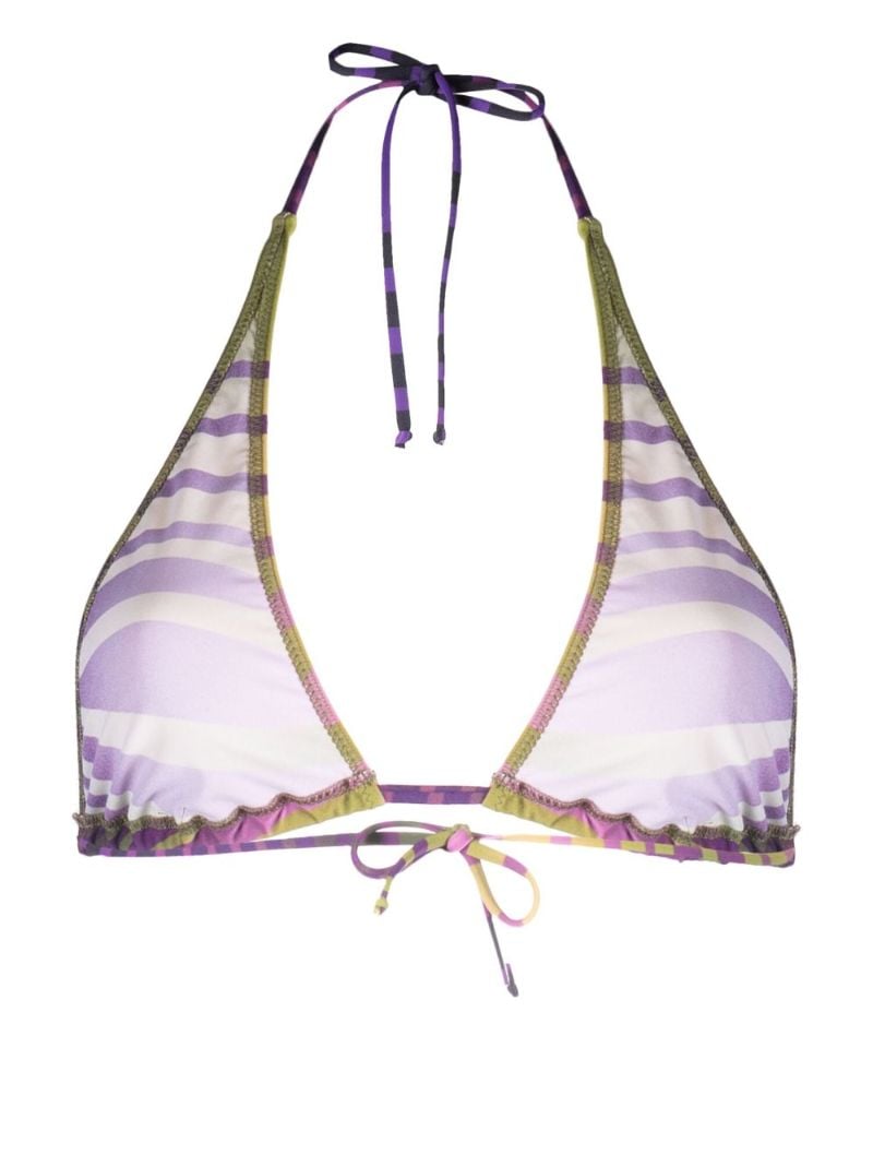 Green Printed Triangle Bikini Top