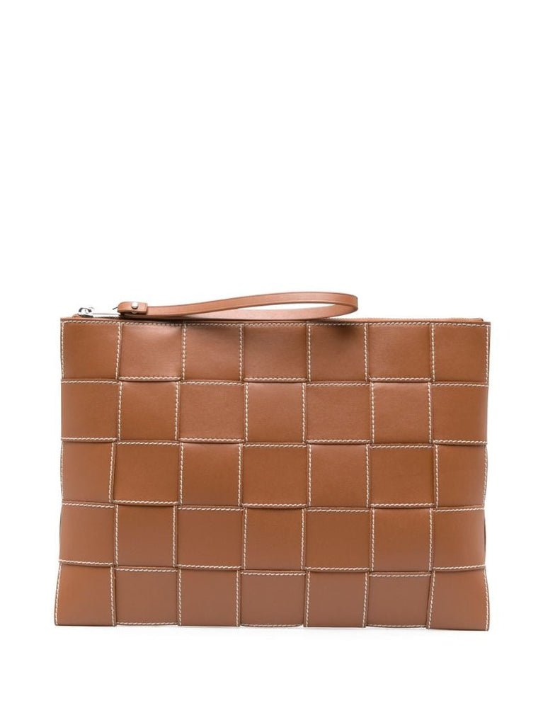 Brown Cassette Leather Clutch Bag