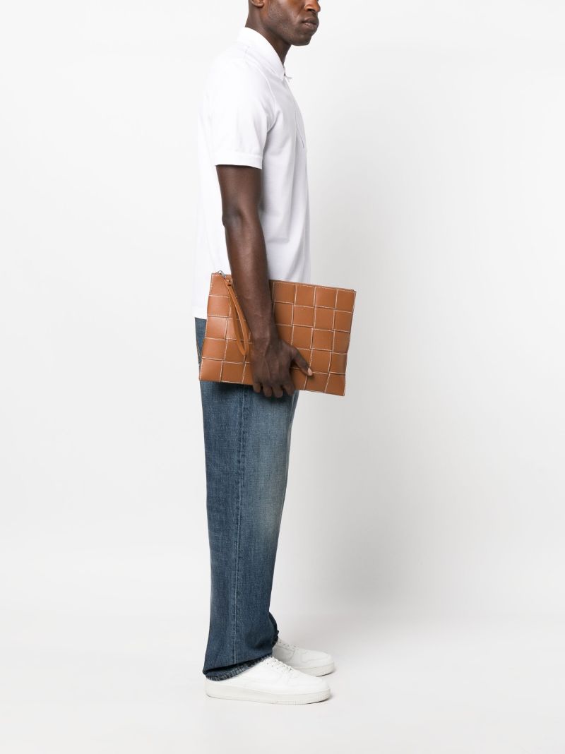 Brown Cassette Leather Clutch Bag