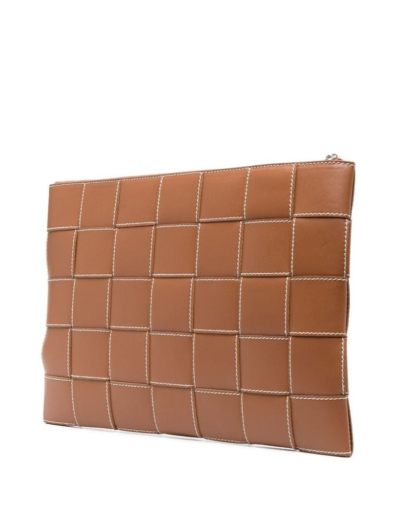 Brown Cassette Leather Clutch Bag